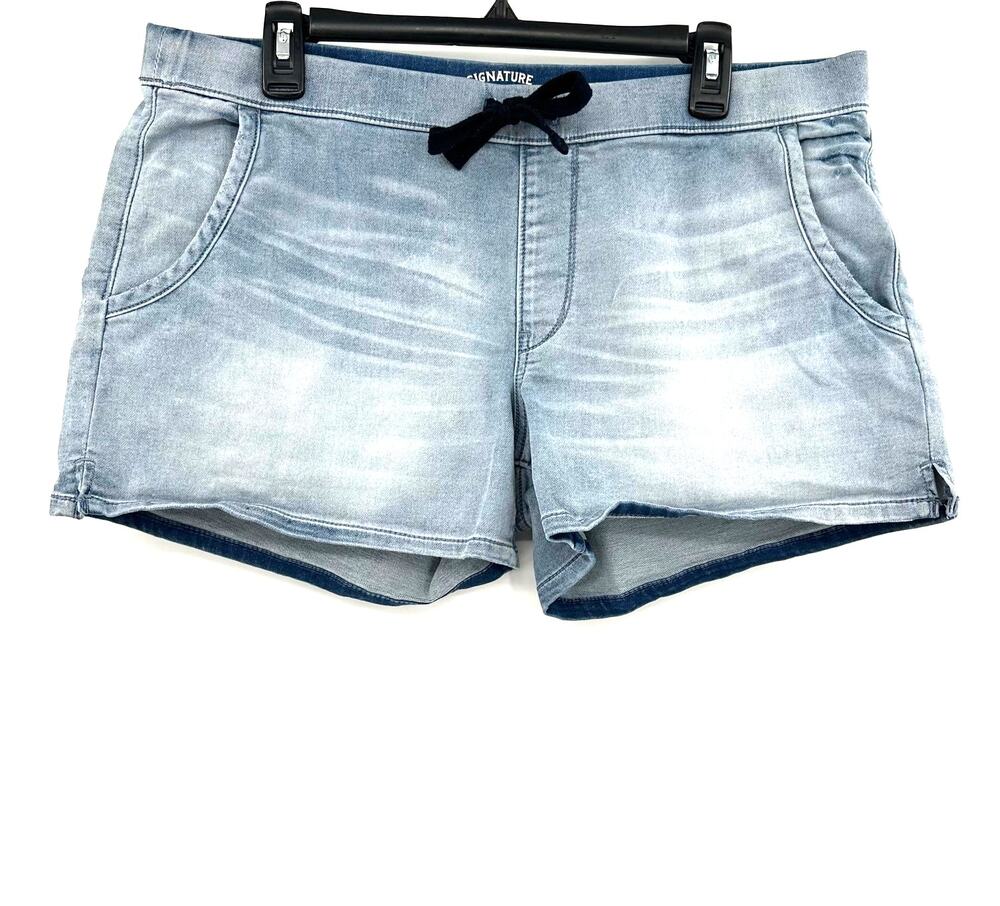 Levi Strauss Signature Size 14 / 32 Lounge Shorts Jean Denim Lightwash Pull On